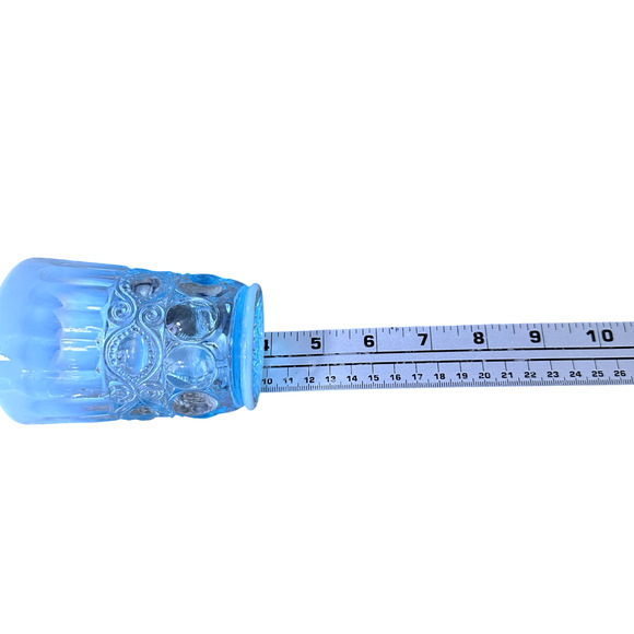 Vintage Mosser Glass Eye Winker Tumbler 4" Aqua Opal Opalescent Blue Juice USA - Picture 8 of 8